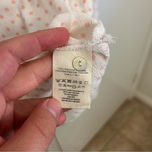 Free People Love Street Top Pink Polka Dots Size Small Blouse Date Night - Picture 7 of 9